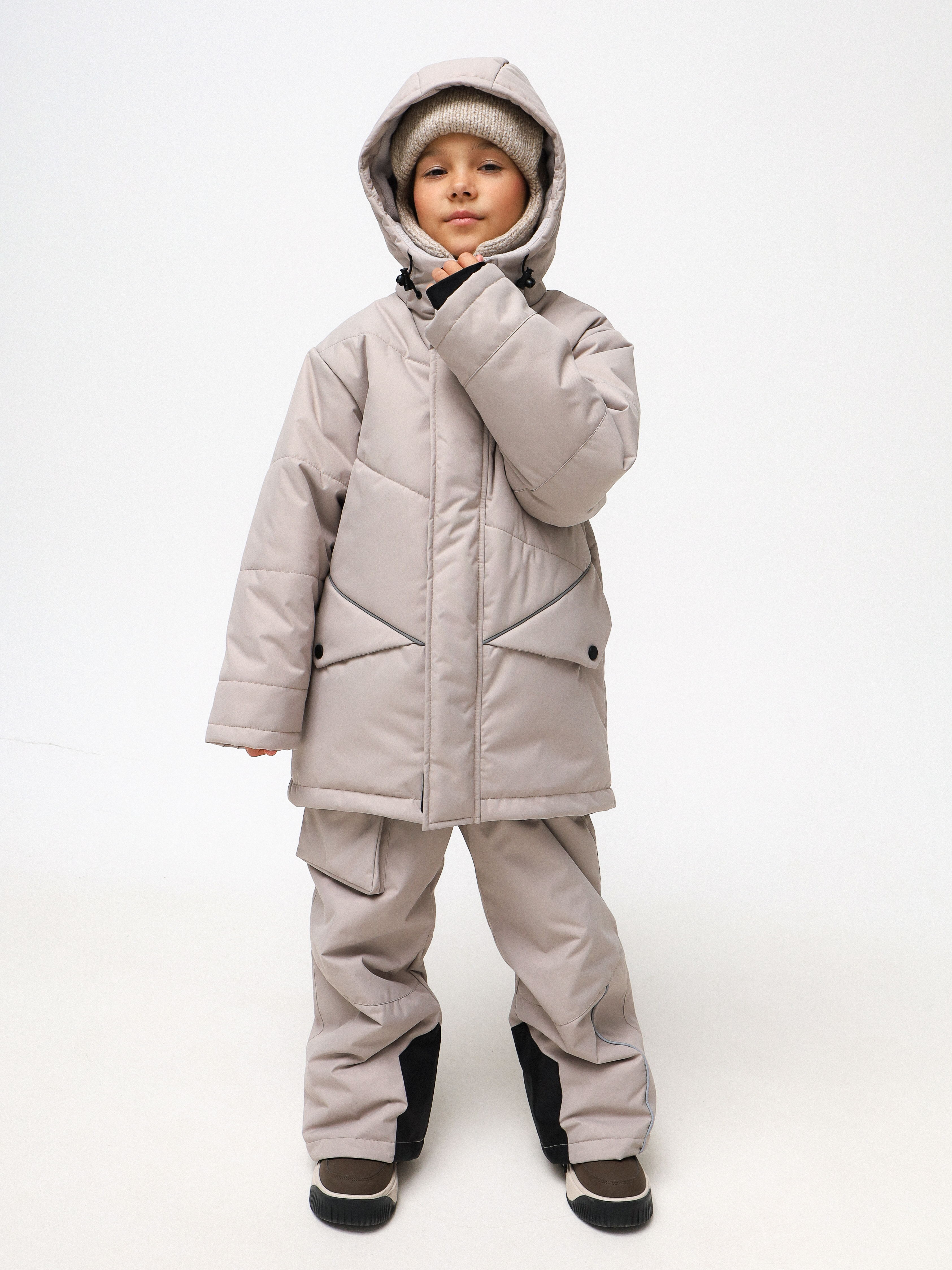 Куртка MINIDINO G-VO-Krt-143/0Куртка спортивная зимняя Асимметрия бежевая - фото 4