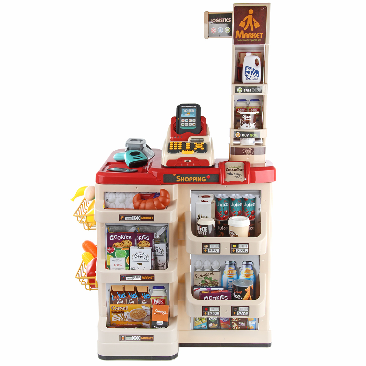 Игровой набор Veld Co тележки и корзинки, прилавок, касса, продукты - фото 12