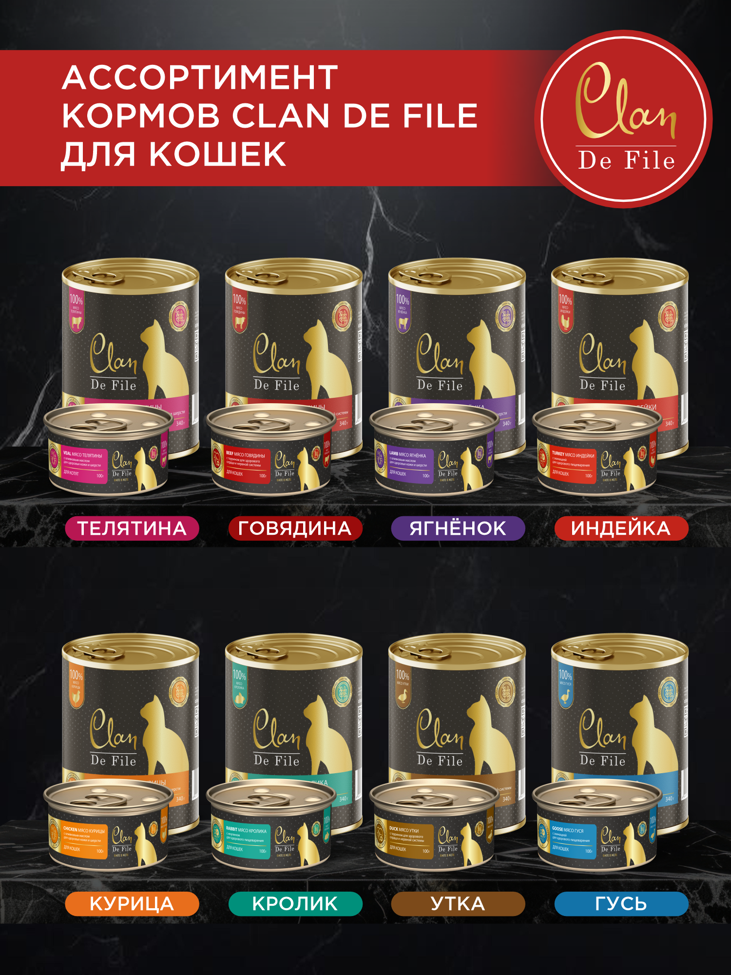 Корм влажный для кошек Clan De File Говядина филе в желе ж/б 340г 6 шт - фото 7