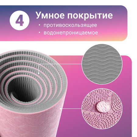Спортивный гимнастический коврик ZDK Nonstopika Relax размер 183*61*0 6см бежево-серый