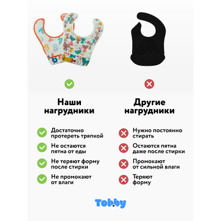 Нагрудник Tobby клеенка 2 шт.