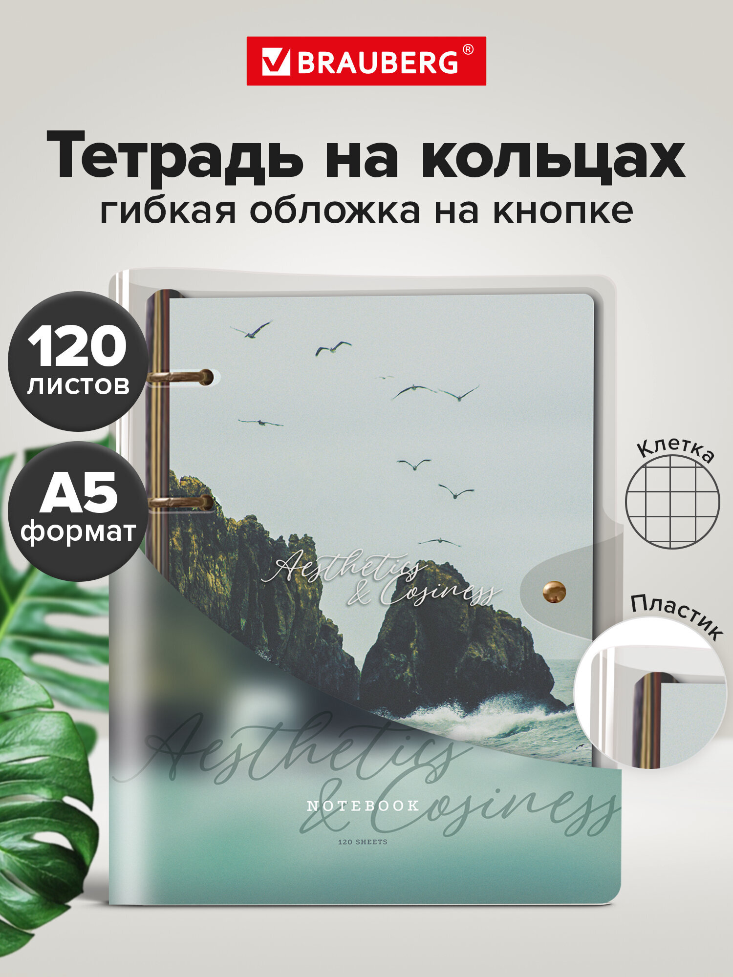 Тетрадь со сменным блоком Brauberg клетка 120 лист. - фото 1