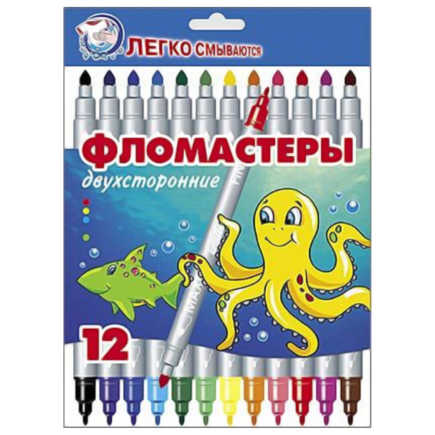 Фломастеры Hatber двусторонний 12 цв. - фото 1