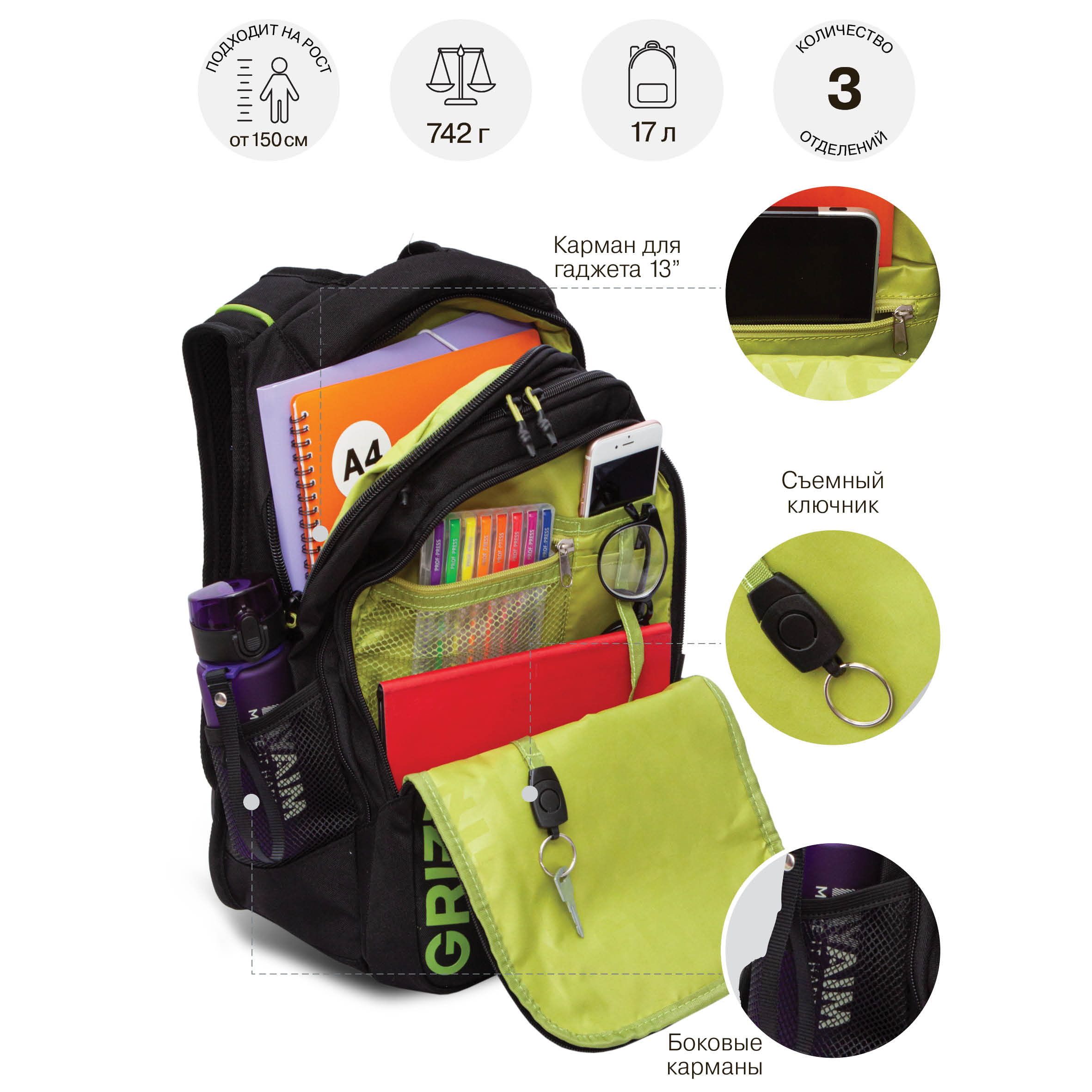 Рюкзак Grizzly для мальчика - фото 7