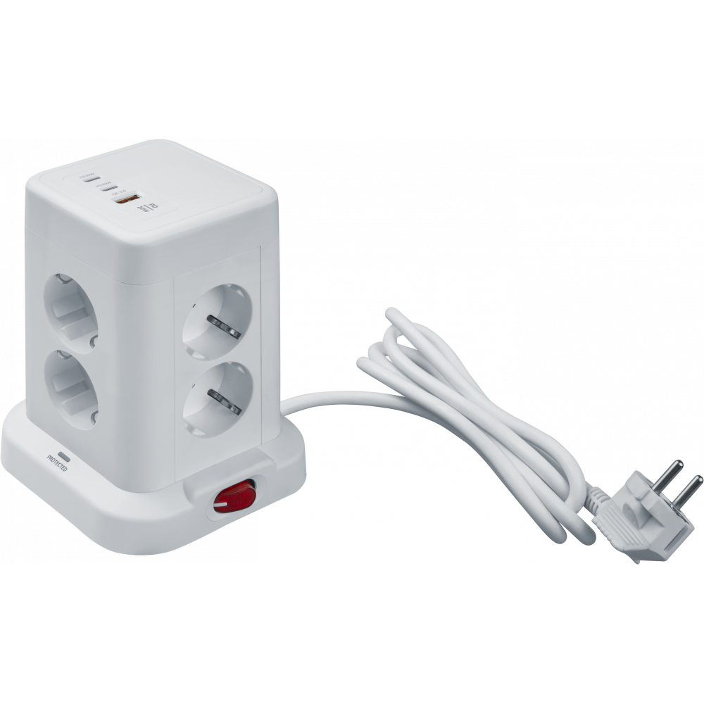 Сетевой фильтр с USBх3 Navigator 8 розеток, 16А, 1,8 м - фото 1