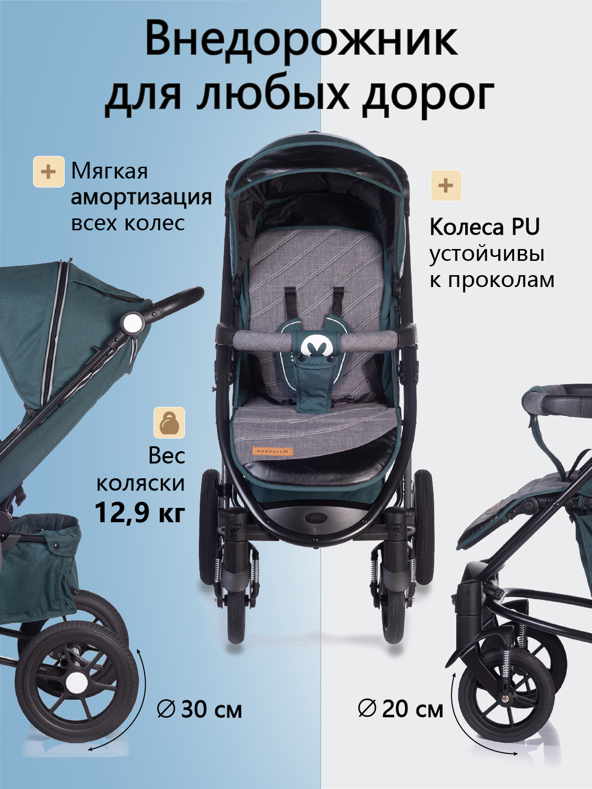 Коляска прогулочная Babyhit Tribute голубой - фото 2