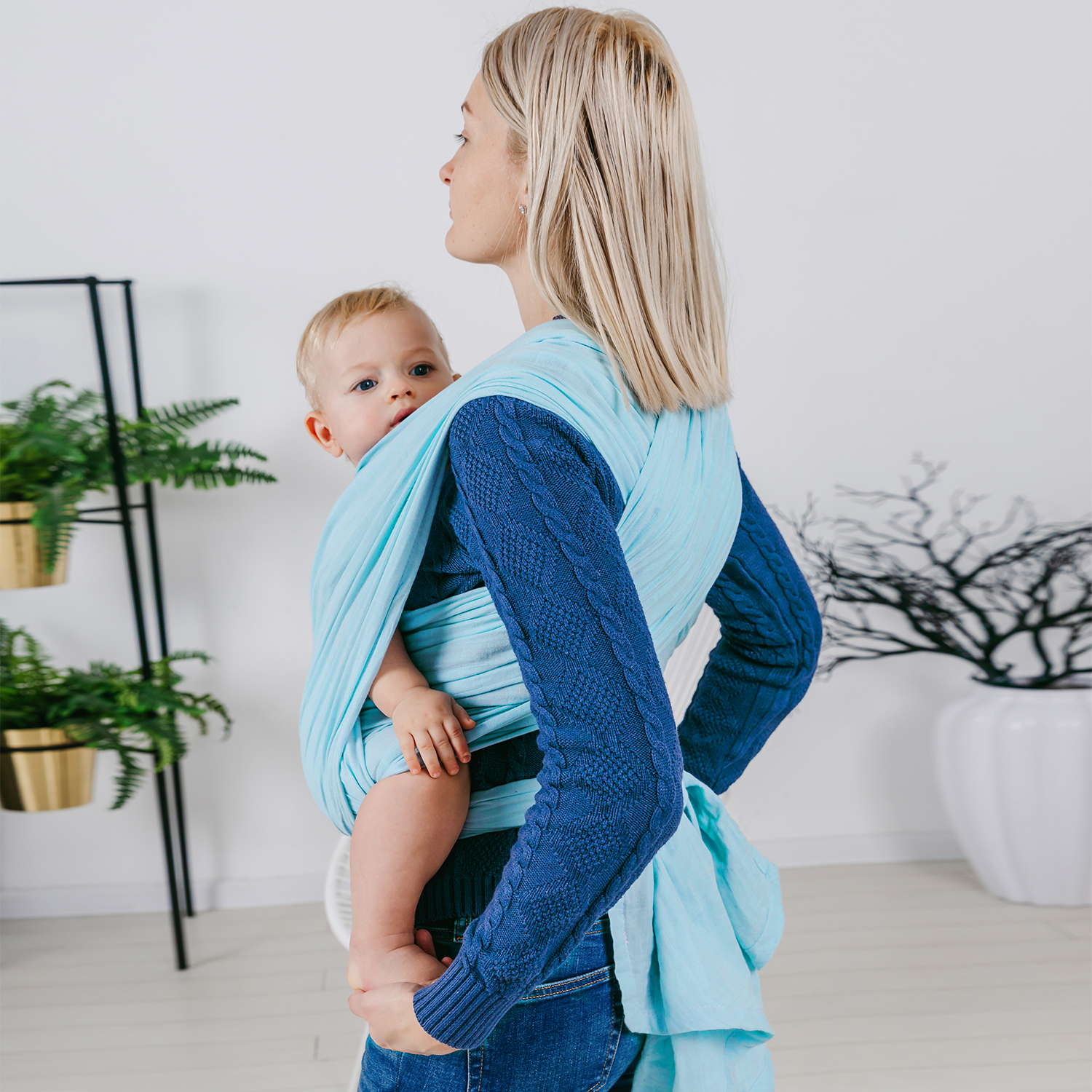 Слинг-шарф inlovery «Муслин» хлопок голубой - фото 6