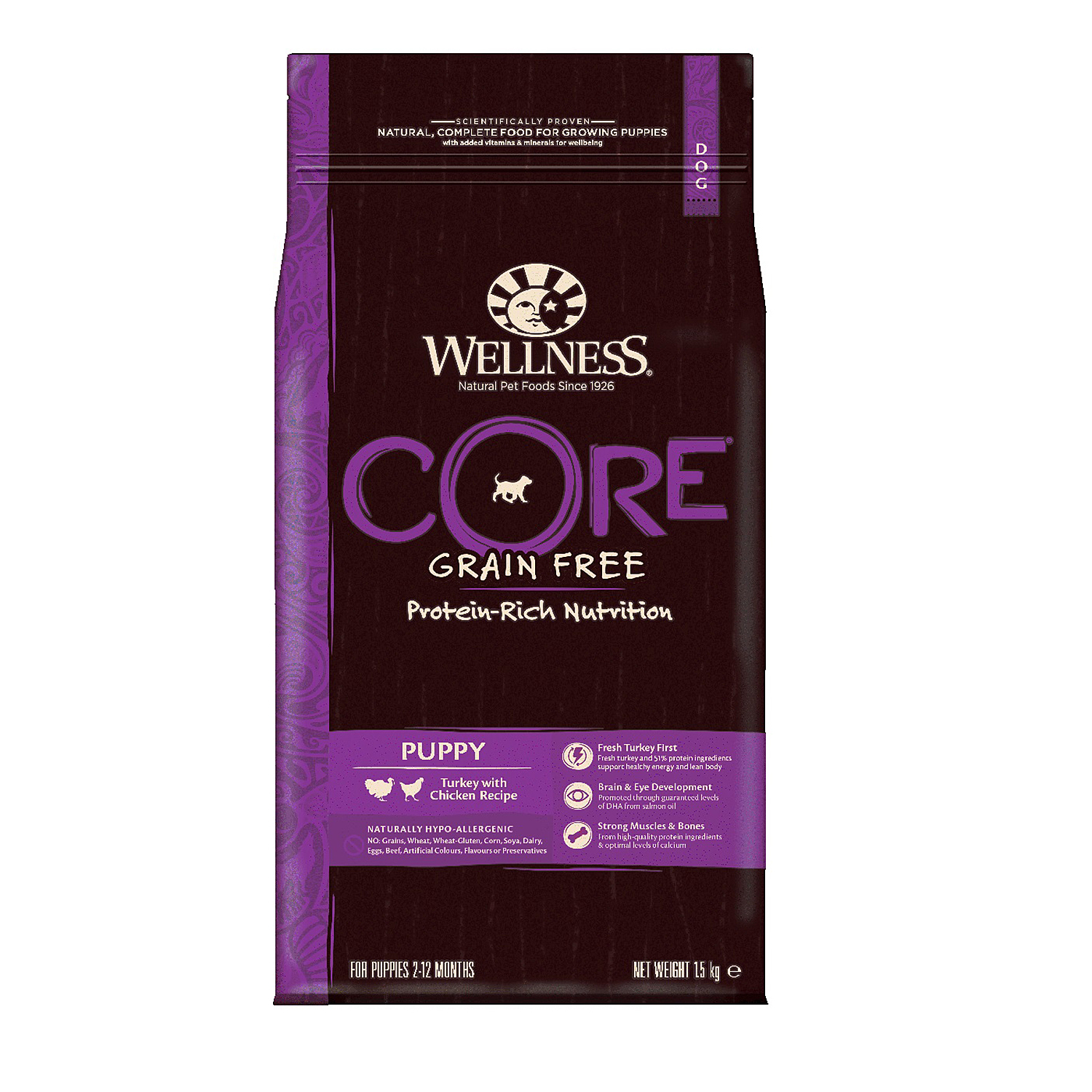 Корм для щенков Wellness CORE 1.5кг индейка-курица для мелких и средних пород - фото 2