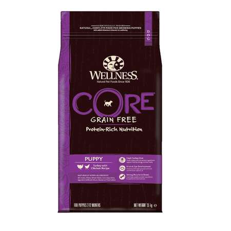 Корм для щенков Wellness CORE 1.5кг индейка-курица для мелких и средних пород