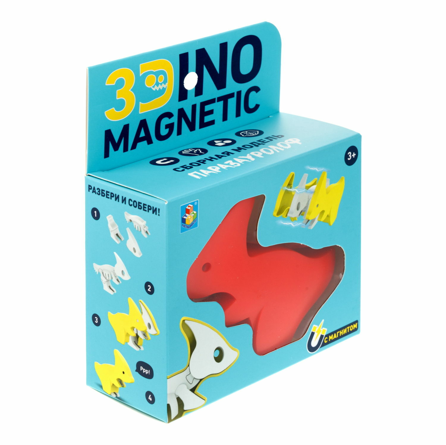 Конструктор 1TOY Magnetic Динозавр Паразауролоф магнитный 3 дет. - фото 10