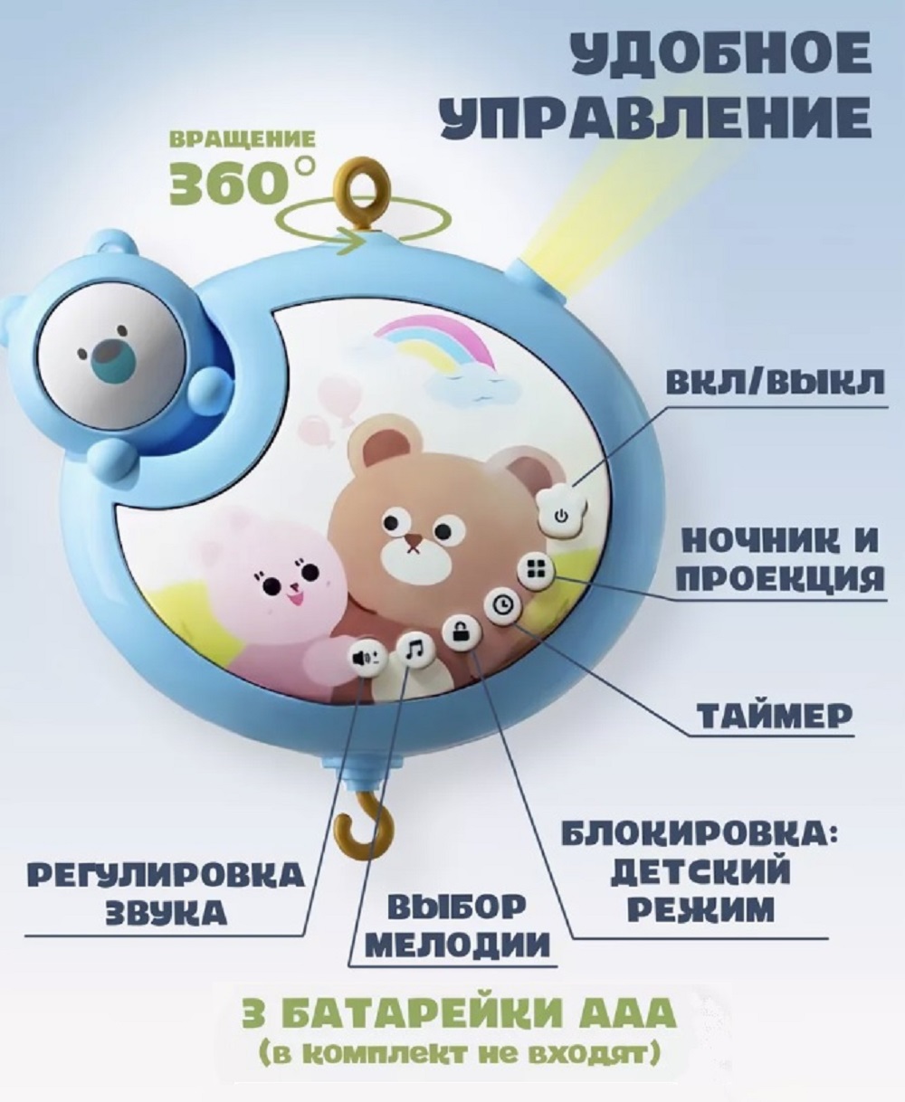 Мобиль ТОТОША карусель с проектором и музык - фото 7