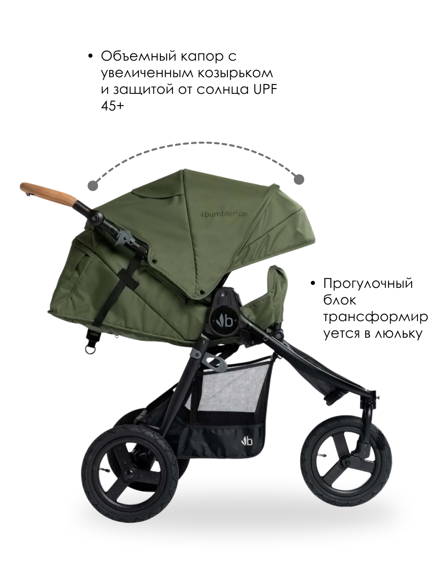 Коляска прогулочная Bumbleride Indie 2025 / Olive зеленый - фото 2
