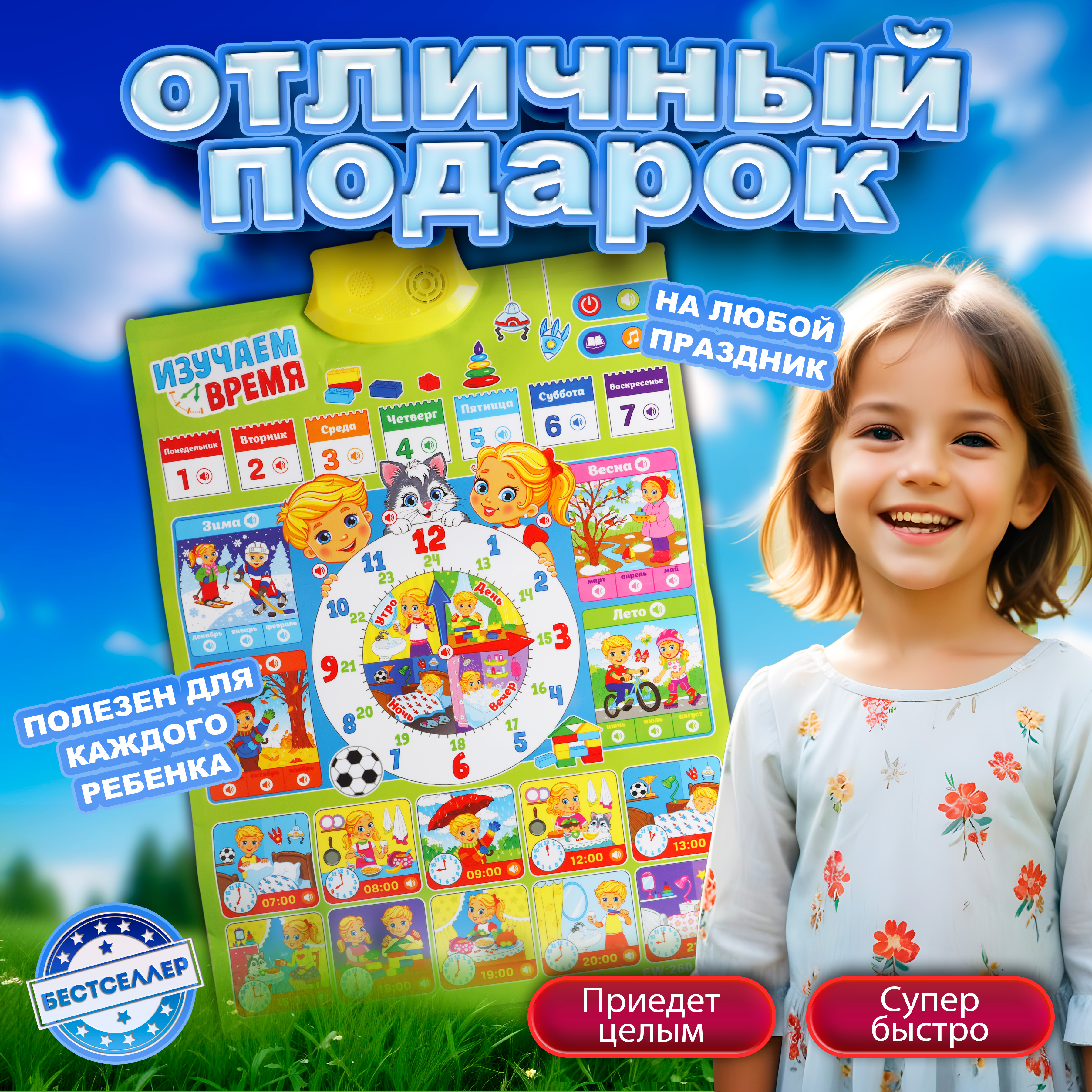 Игрушка Бестселлер развивающий центр Изучаем время в ассортименте - фото 13