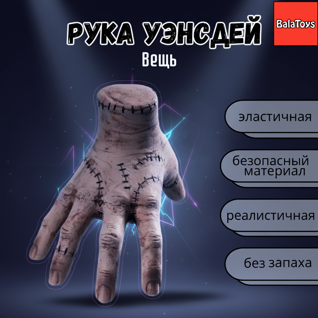 Игрушка-антистресс BalaToys сквиш Рука Уэнсдей Вещь Антистресс - фото 1