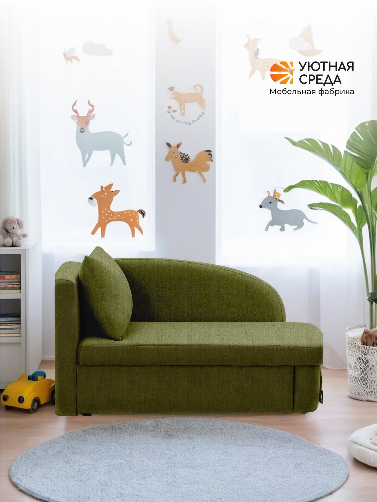 Диван Уютная среда рогожка зеленая левый зеленый - фото 16