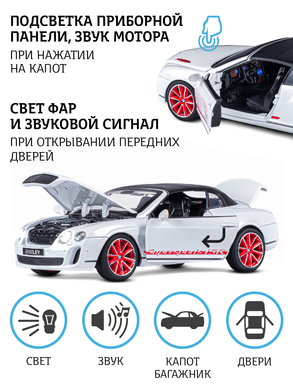 Автомобиль АВТОпанорама Bentley Continental Supersports ISR 1:24 JB1251134 - фото 2