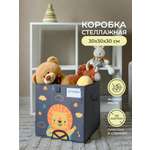 Коробка для игрушек Всё на местах 30х30 Львенок в машинке серый