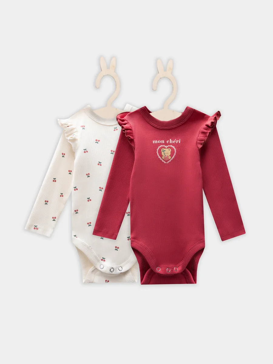 Боди 2 шт Mark Formelle (Марк Формэль) 13017-2/вишенки на молоке +кисельный - фото 8