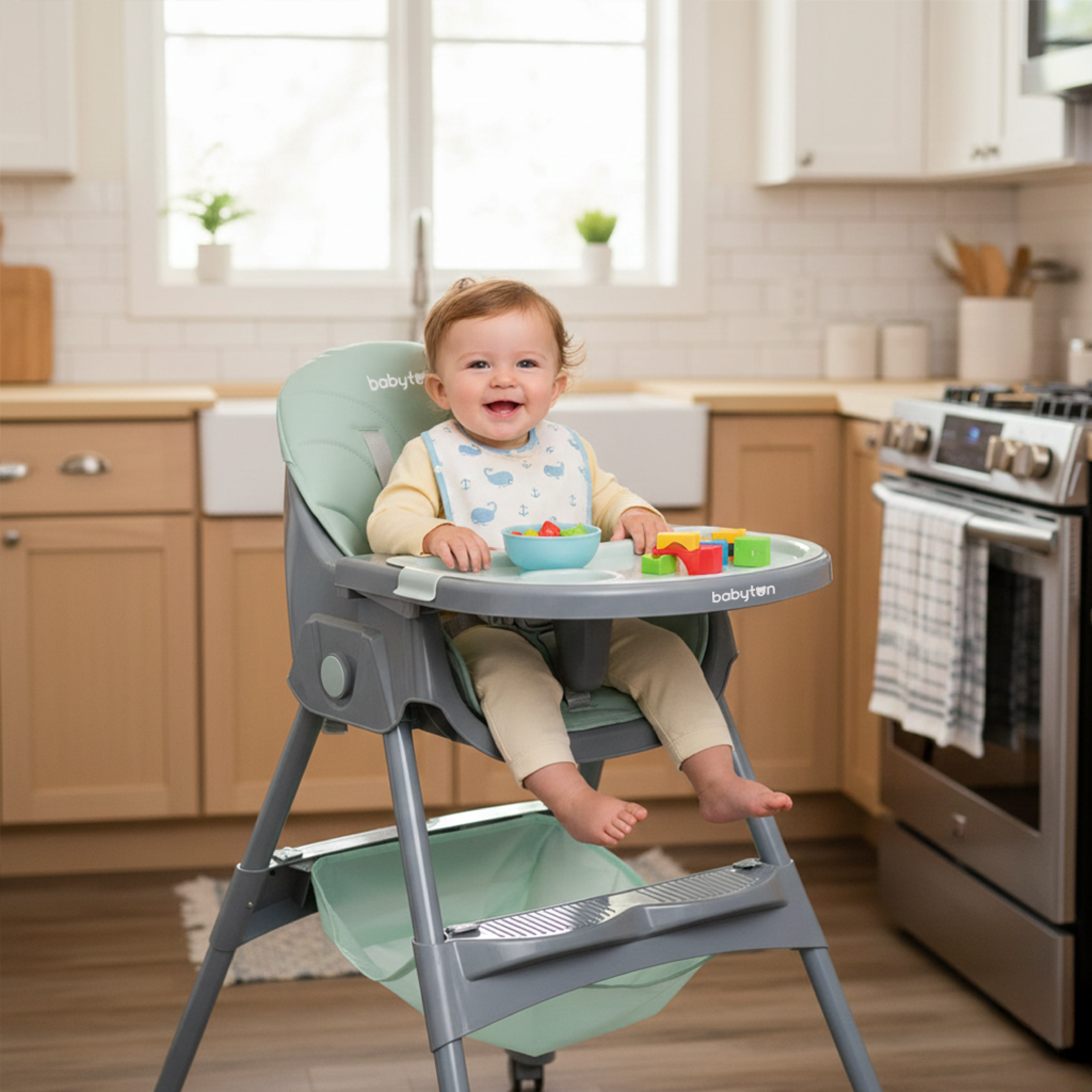 Стульчик для кормления Babyton Bueno Grey зеленый - фото 2