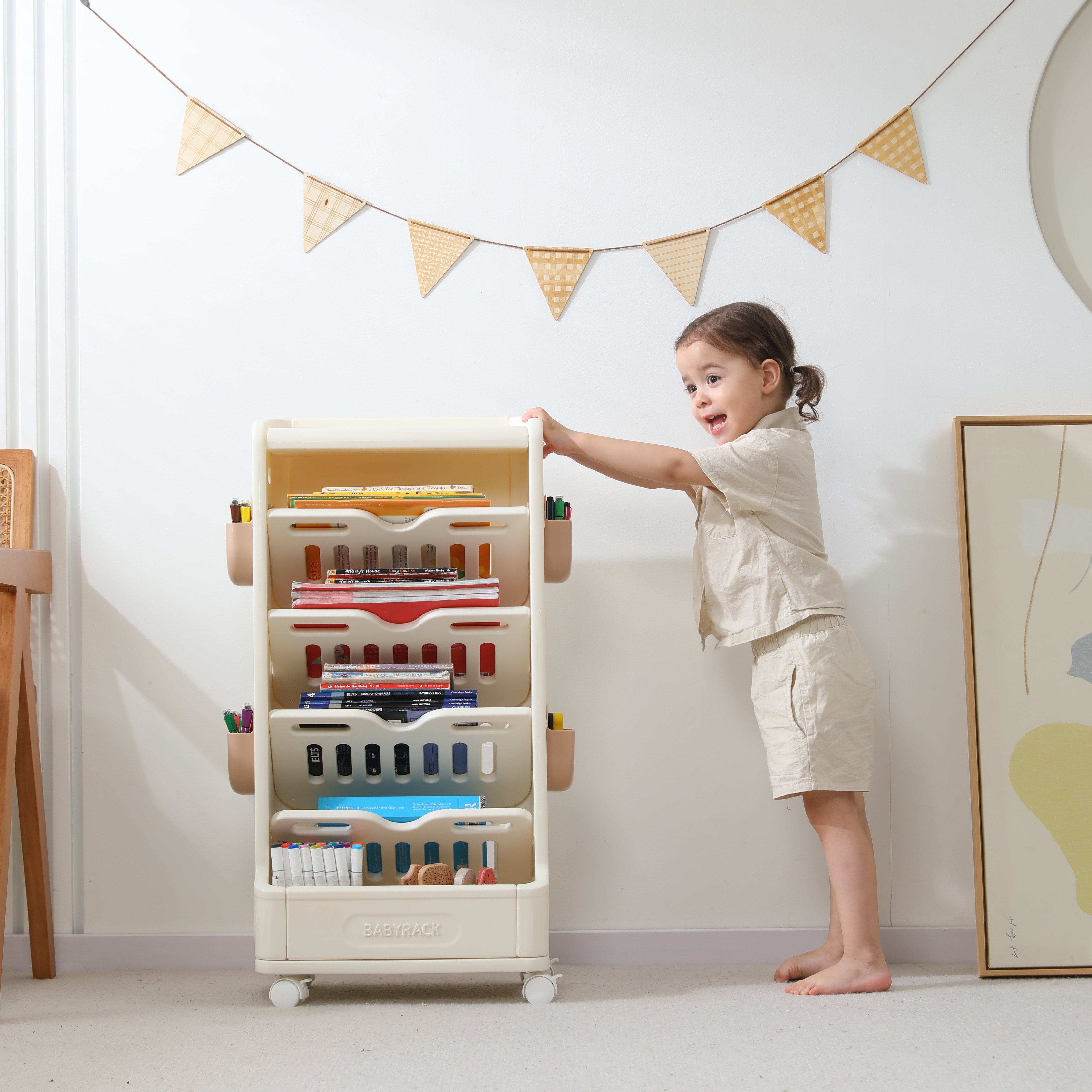 Стеллаж для книг UNIX Kids Babyrack 4 levels Camel - фото 9