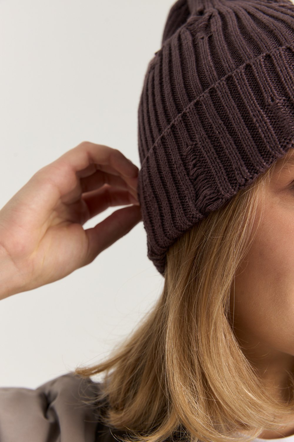 Шапка MINIDINO ВЯЗ-Ш-033Шапка Тыковка гранж хлопковая шоколад - фото 6