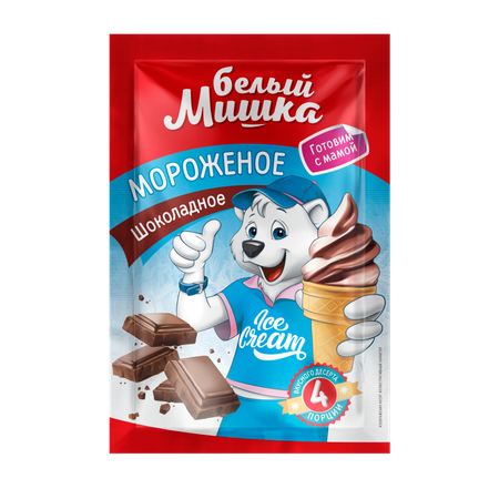 Смесь для приготовления мороженого Белый мишка шоколадное 65г
