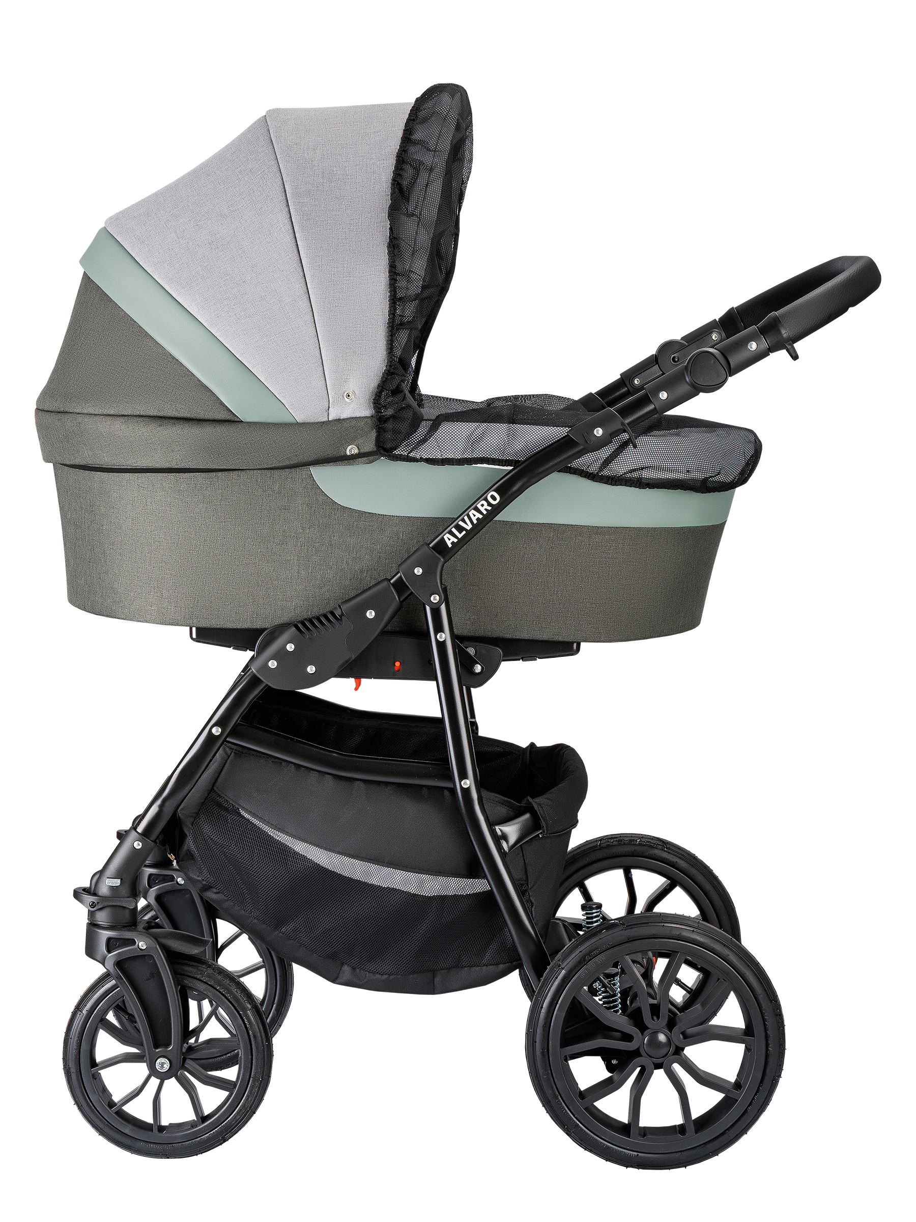 Коляска 3в1 alis Alvaro F 10 серый-шалфей - фото 4