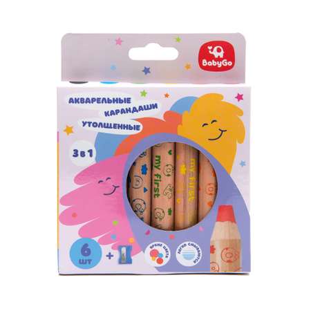 Карандаши акварельные BabyGo 6 шт.