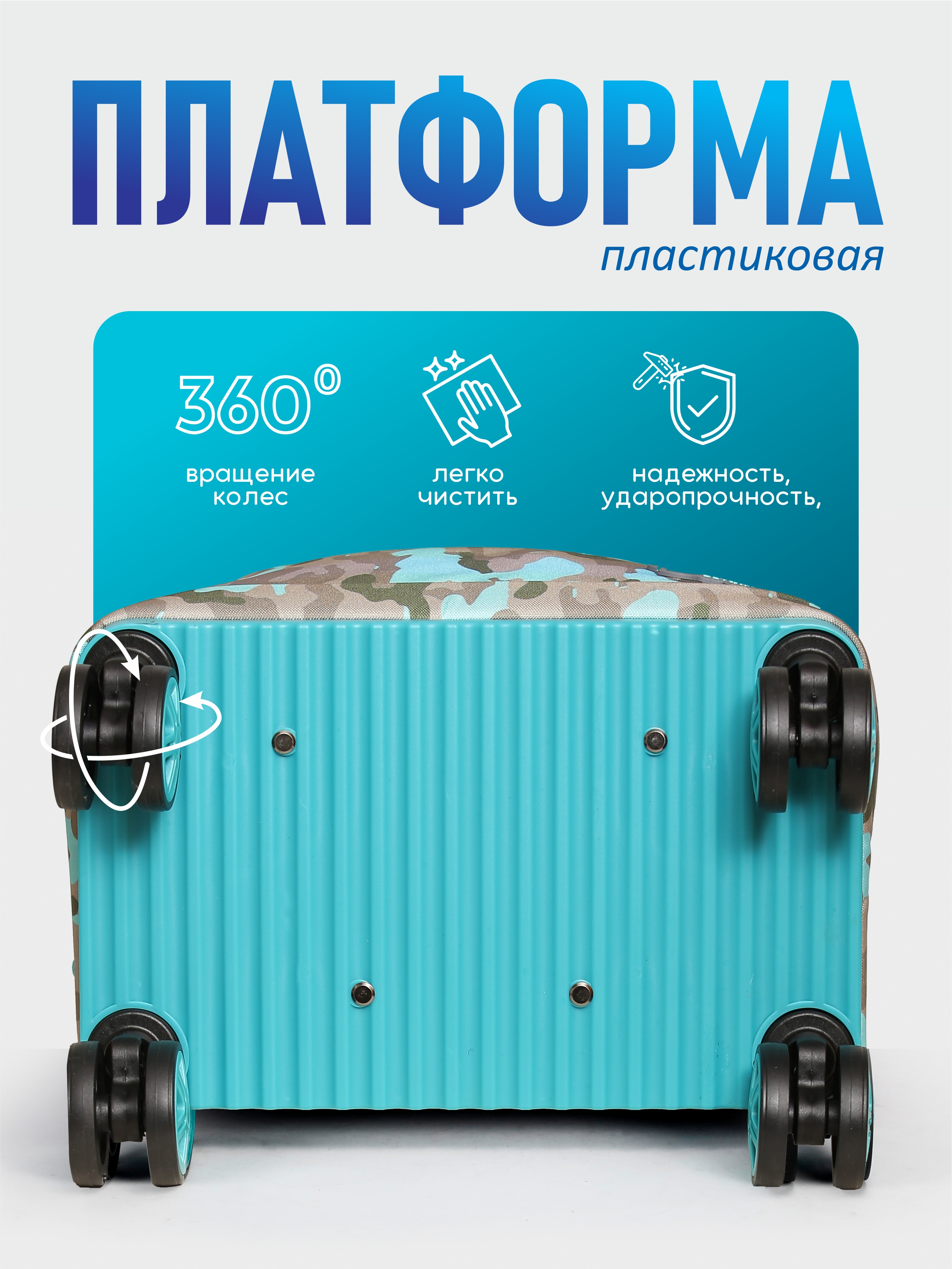 Чемодан Beyond time Камуфляж бирюзовый - фото 4