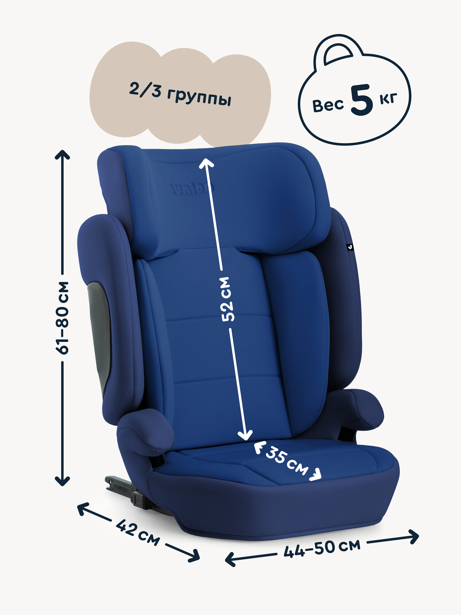 Автокресло Junion Lio Isofix 2/3 (15-36 кг) синий - фото 3