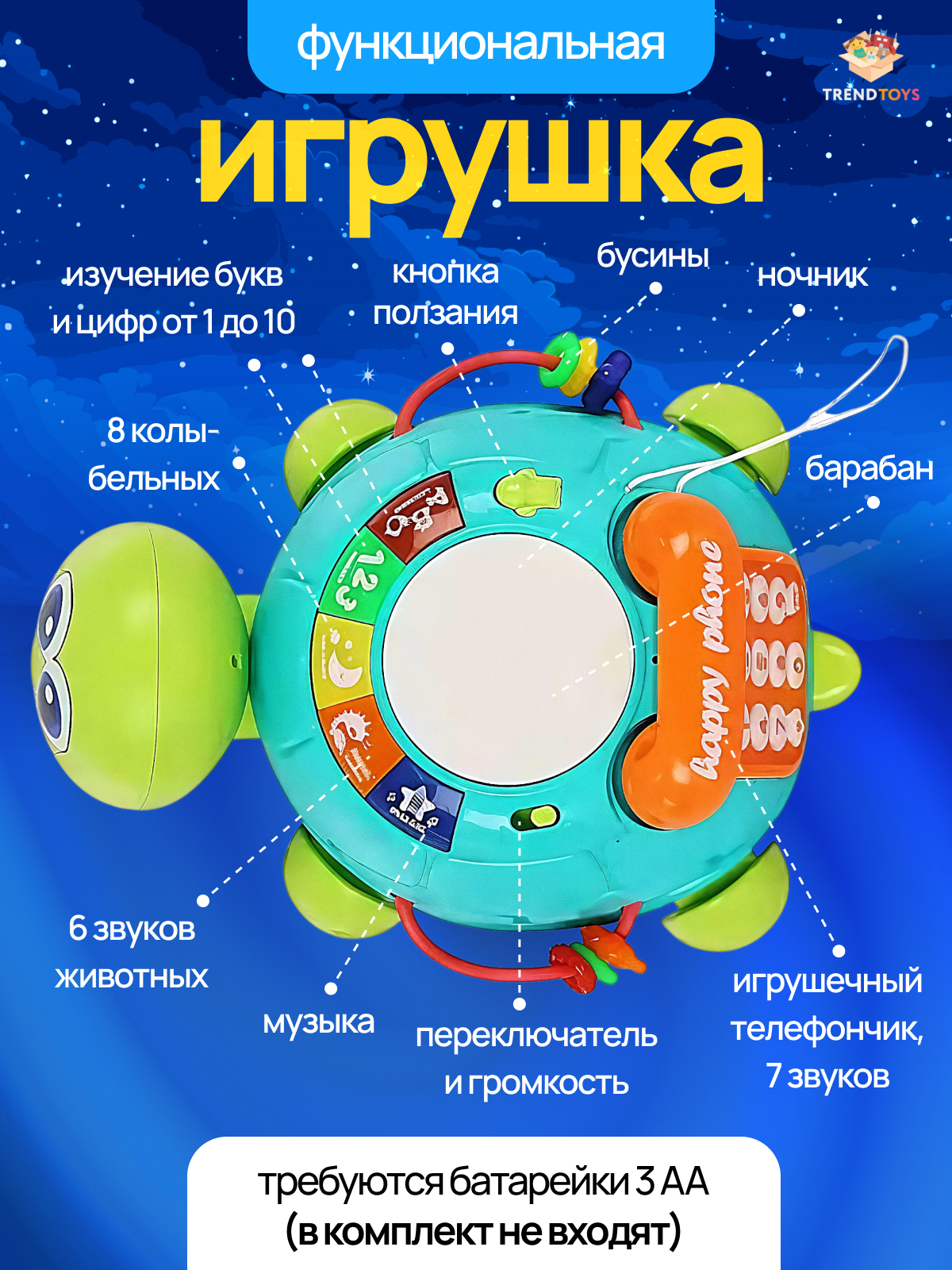 Игрушка TrendToys телефон Черепашка интерактивная - фото 4