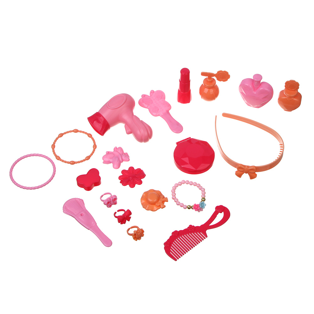 Игрушка Игроленд бижутерия, фен, косметика, маникюрный набор, инструменты, туалетный столик - фото 9