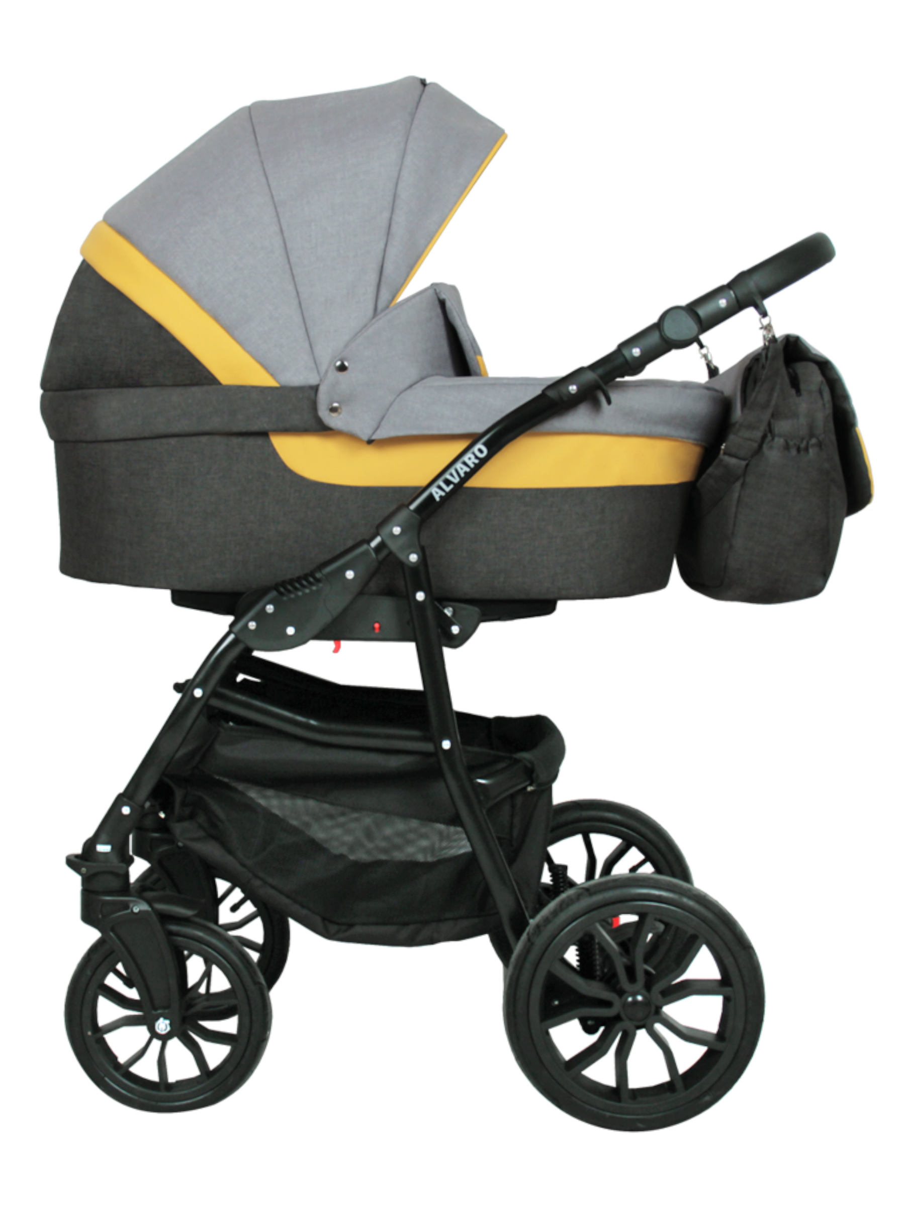 Коляска 2в1 alis Alvaro 02 серый-желтый - фото 2
