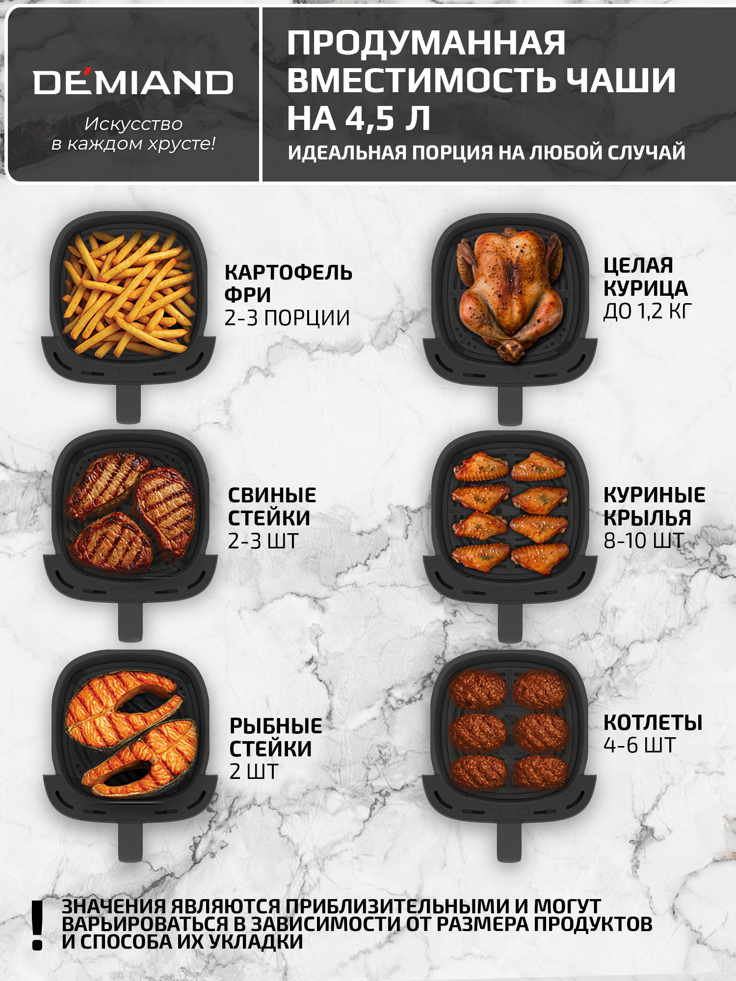 Аэрогриль DEMIAND tarvin с wi-fi керамическое покрытие чаши - фото 9