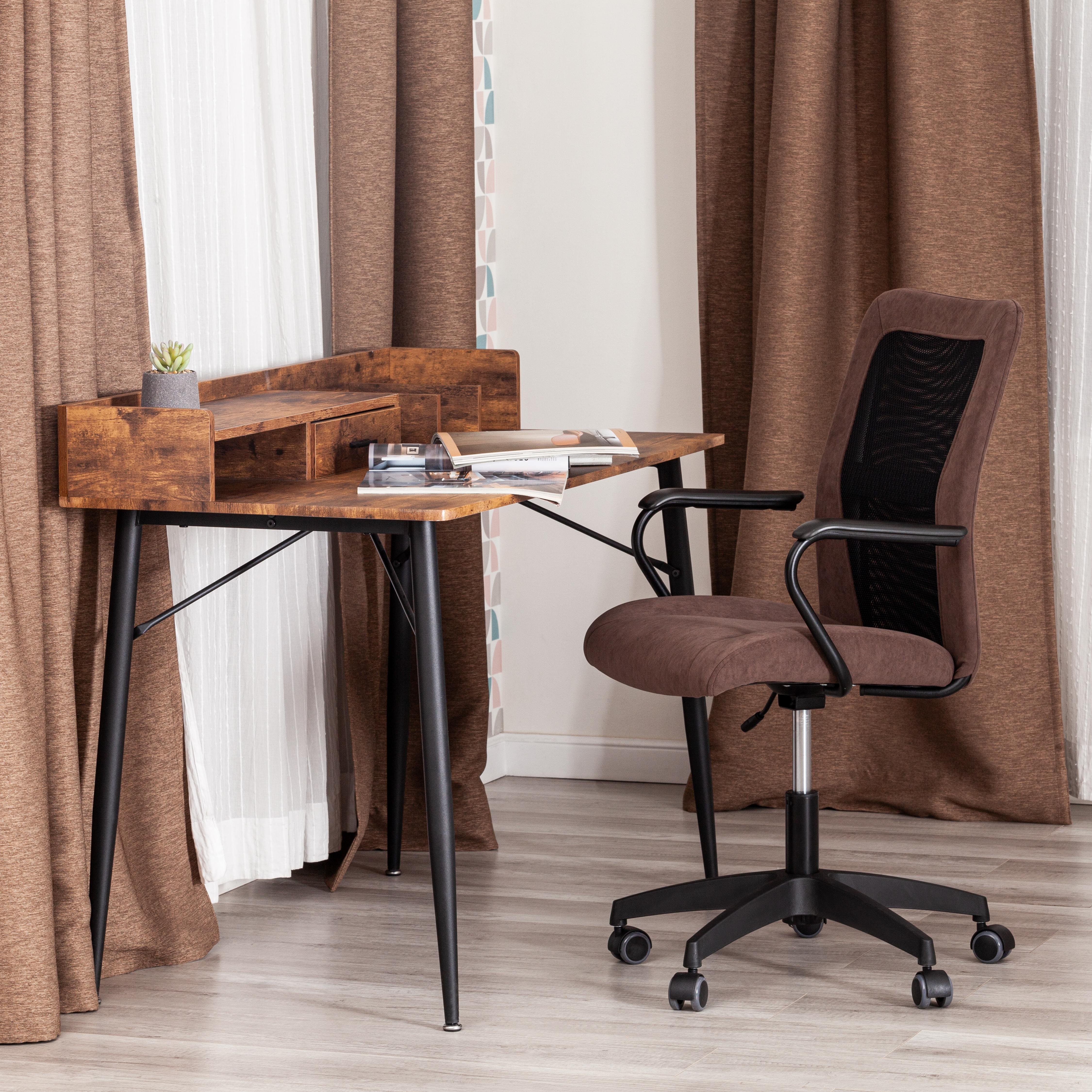 Компьютерное кресло TETCHAIR Стафф флок коричневый черный - фото 1