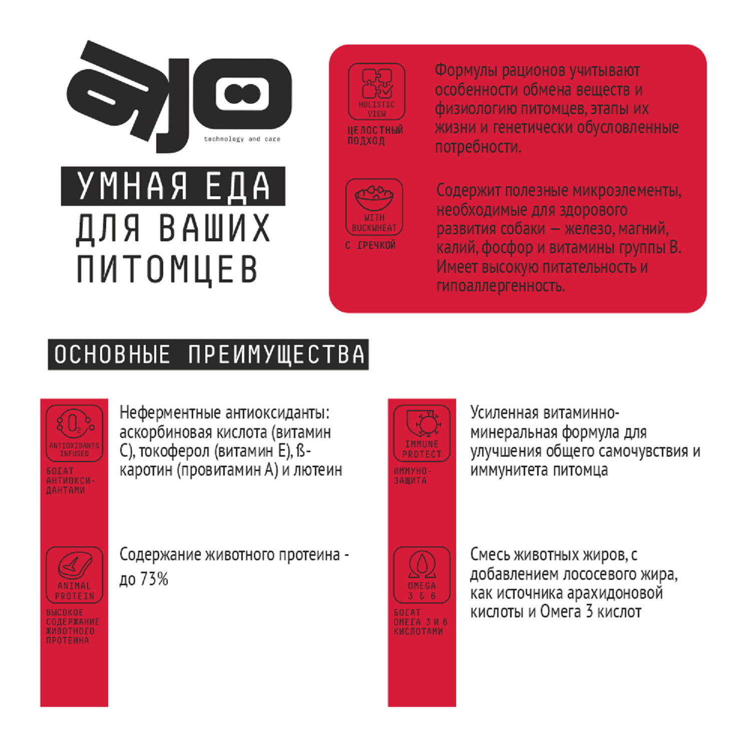 Корм для собак AJO 12кг крупных пород оленина и индейка с гречкой - фото 6