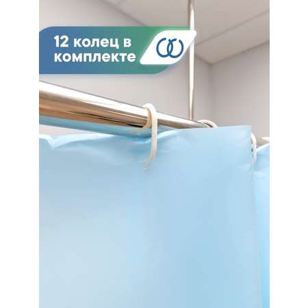 Штора для ванной полиэтиленовая VILINA 180х180 см голубая
