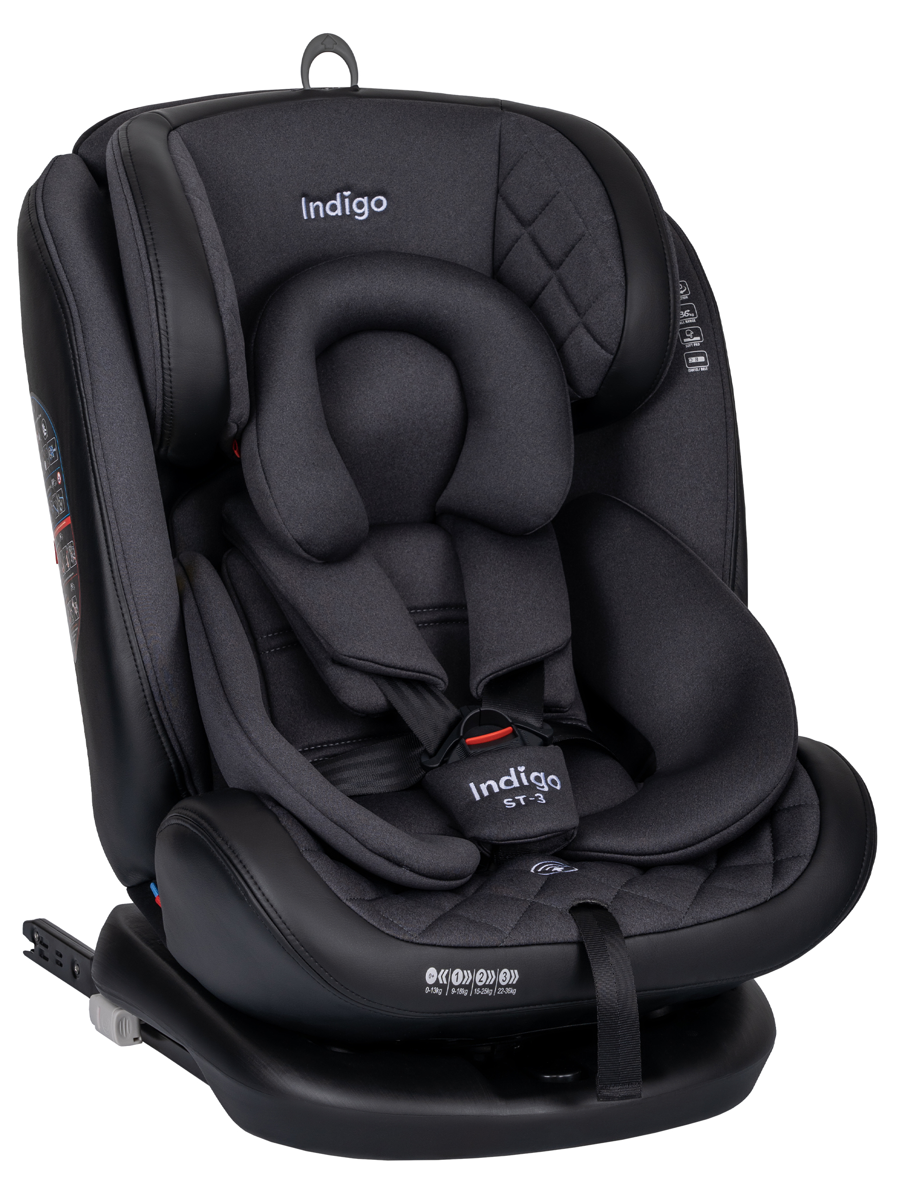 Автокресло Indigo Aero, черный Isofix 0+/1/2/3 (0-36 кг) - фото 1