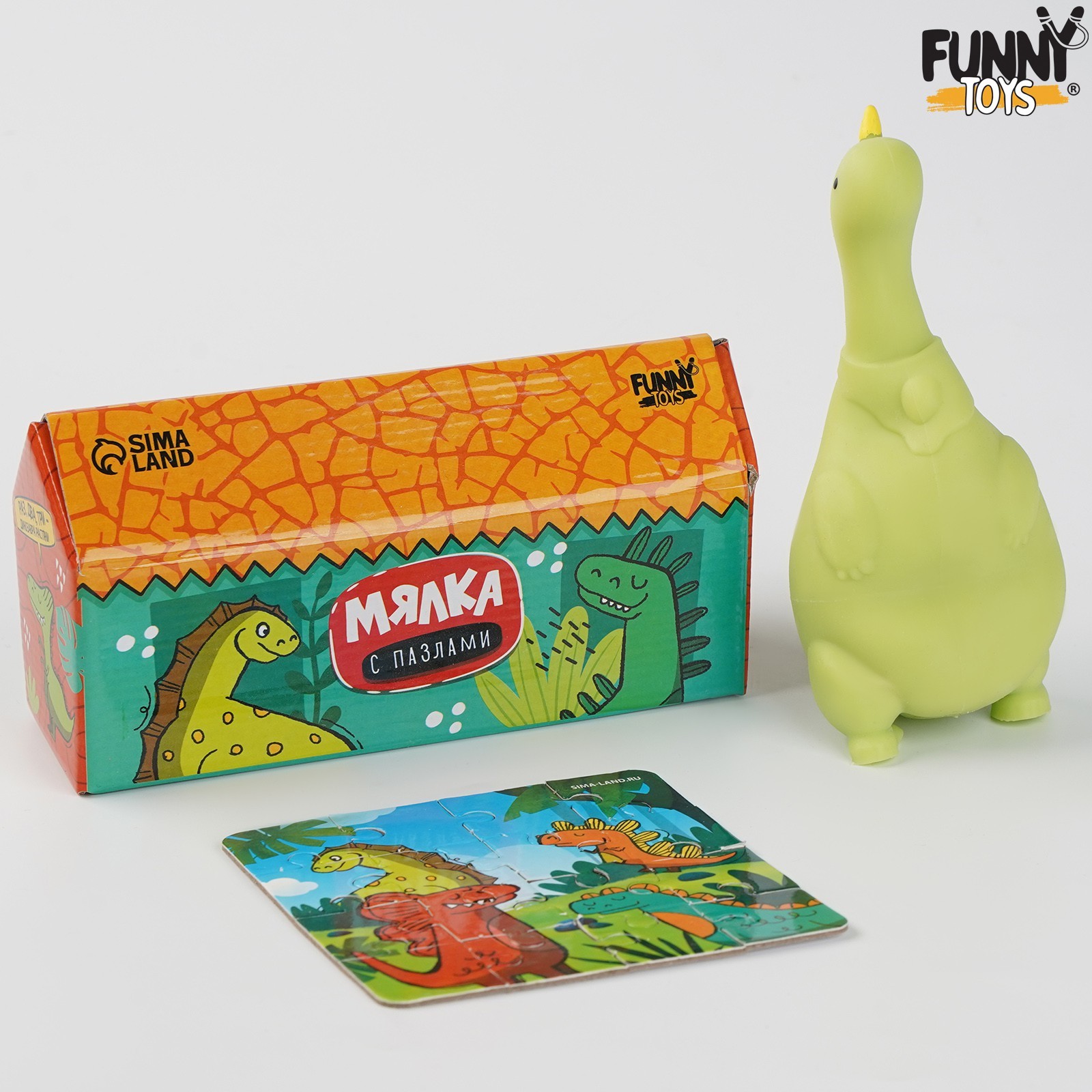 Игрушка-антистресс WOOW TOYS сквиш с пазлом «Динозавр» - фото 2