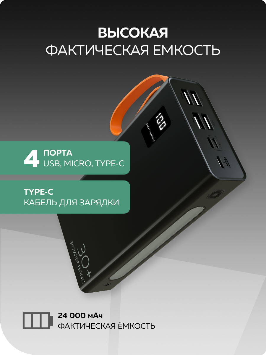 Внешний аккумулятор More Choice PB22-30 Black - фото 1