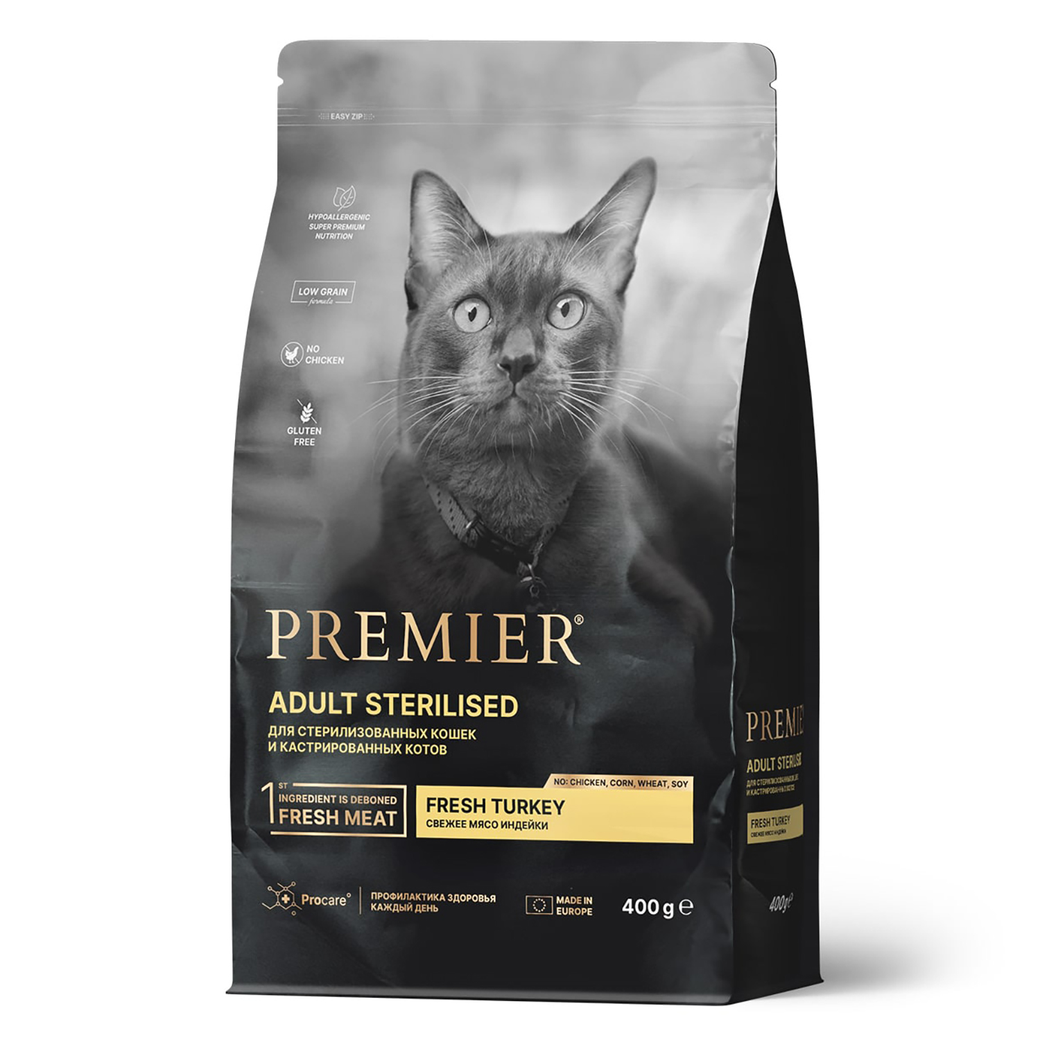 Корм для кошек Premier 400г стерилизованных свежее мясо индейки - фото 1