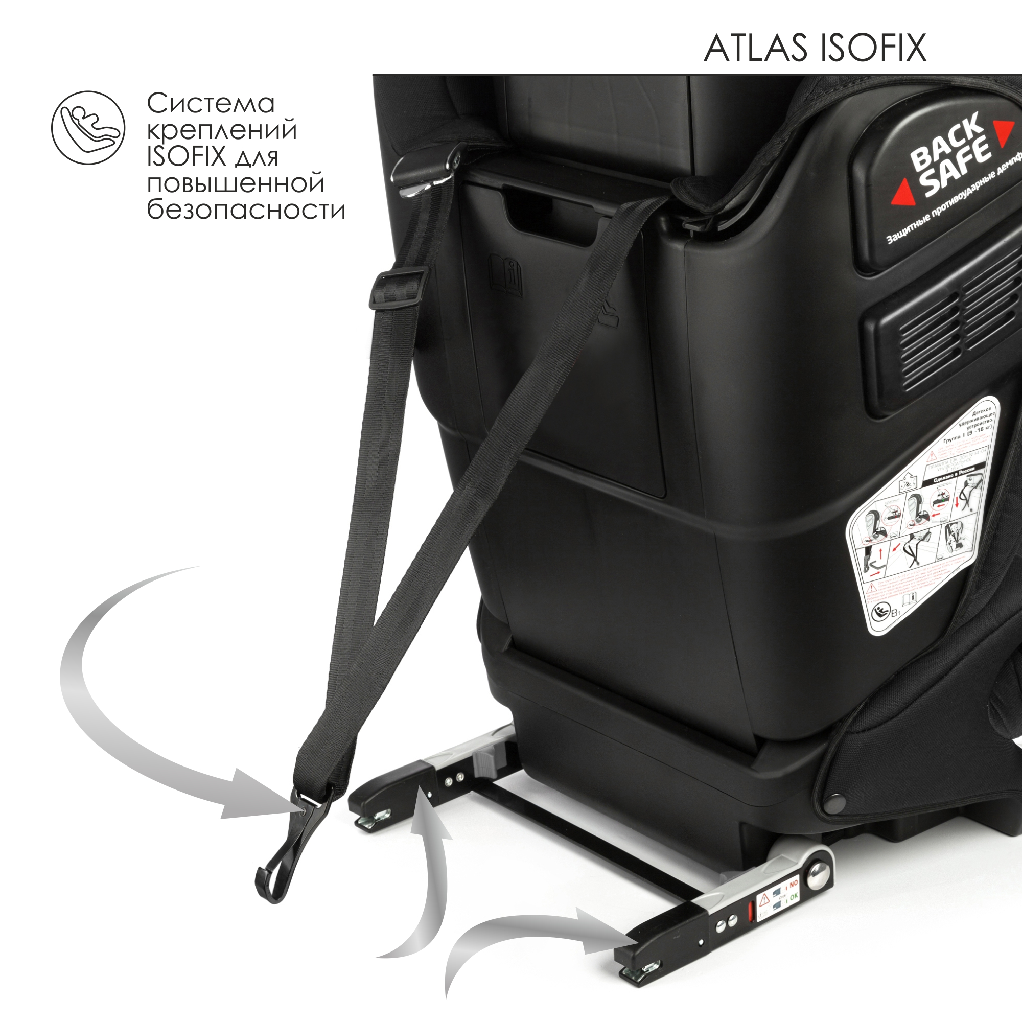 Автокресло Olsson Atlas Isofix Black-Red Isofix 1/2/3 (9-36 кг) - фото 11