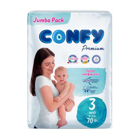 Подгузники CONFY Premium 3 70 шт.