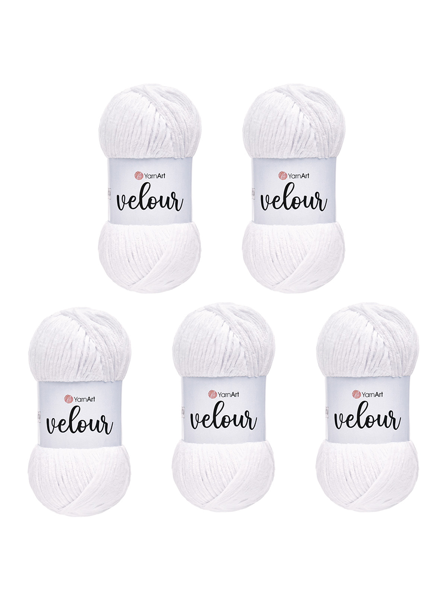 Пряжа для вязания YarnArt Velour 100 г 170 м микрополиэстер мягкая велюровая 5 мотков 840 белый - фото 5