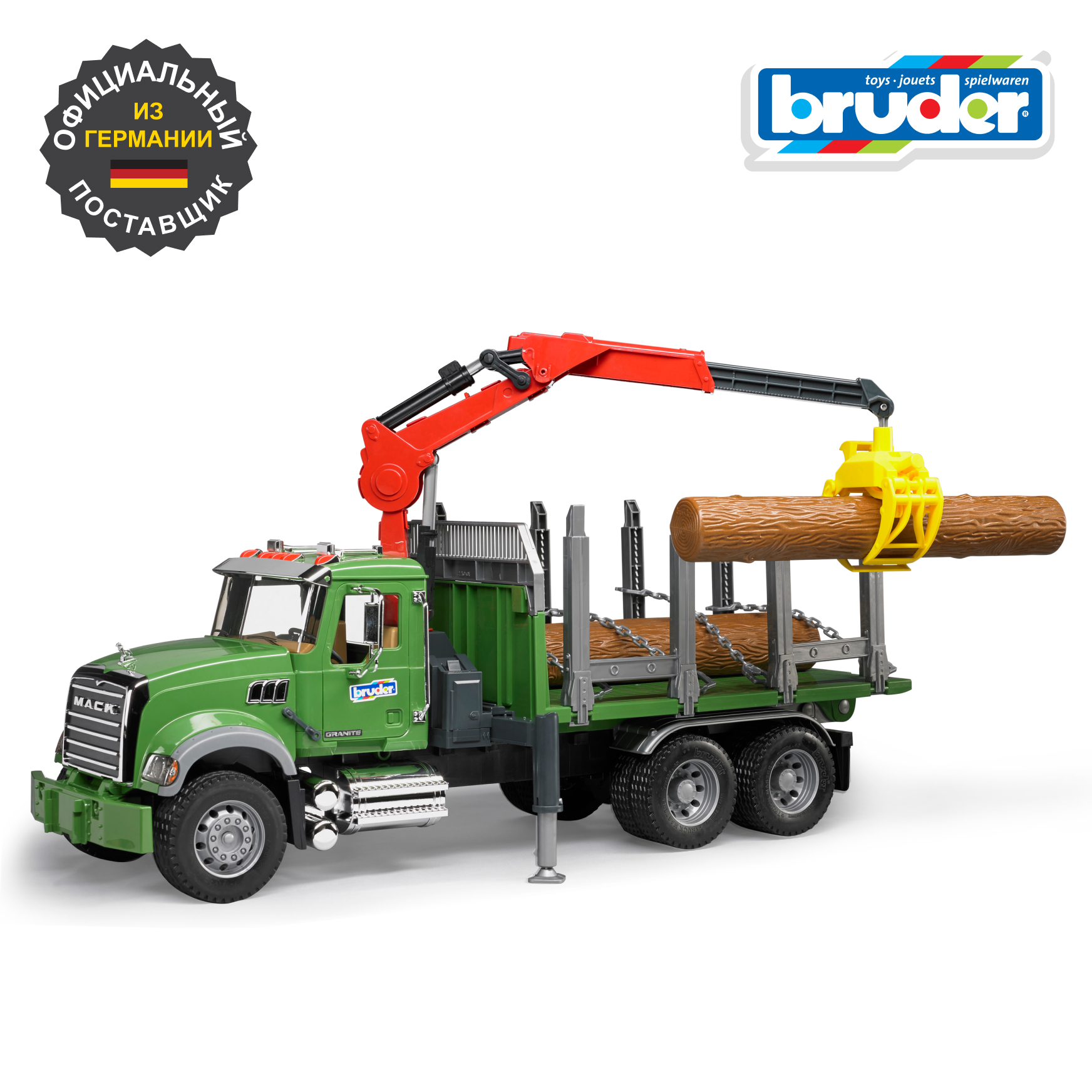 Грузовик Bruder MACK с портативным краном 1:16 02-824 - фото 1