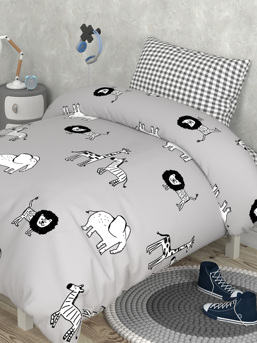 Комплект постельного белья BRAVO kids dreams Мадагаскар простыня на резинке полутораспальный 3 предм. - фото 1