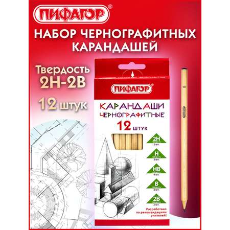 Карандаши чернографитные Пифагор 12 шт.
