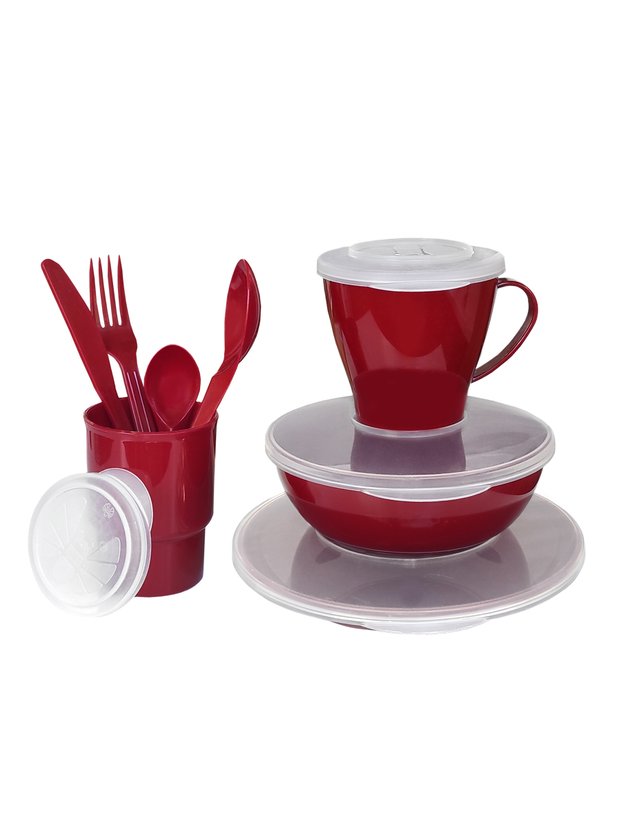 Набор посуды Solaris на 1 персону «Универсальный» красный - фото 18