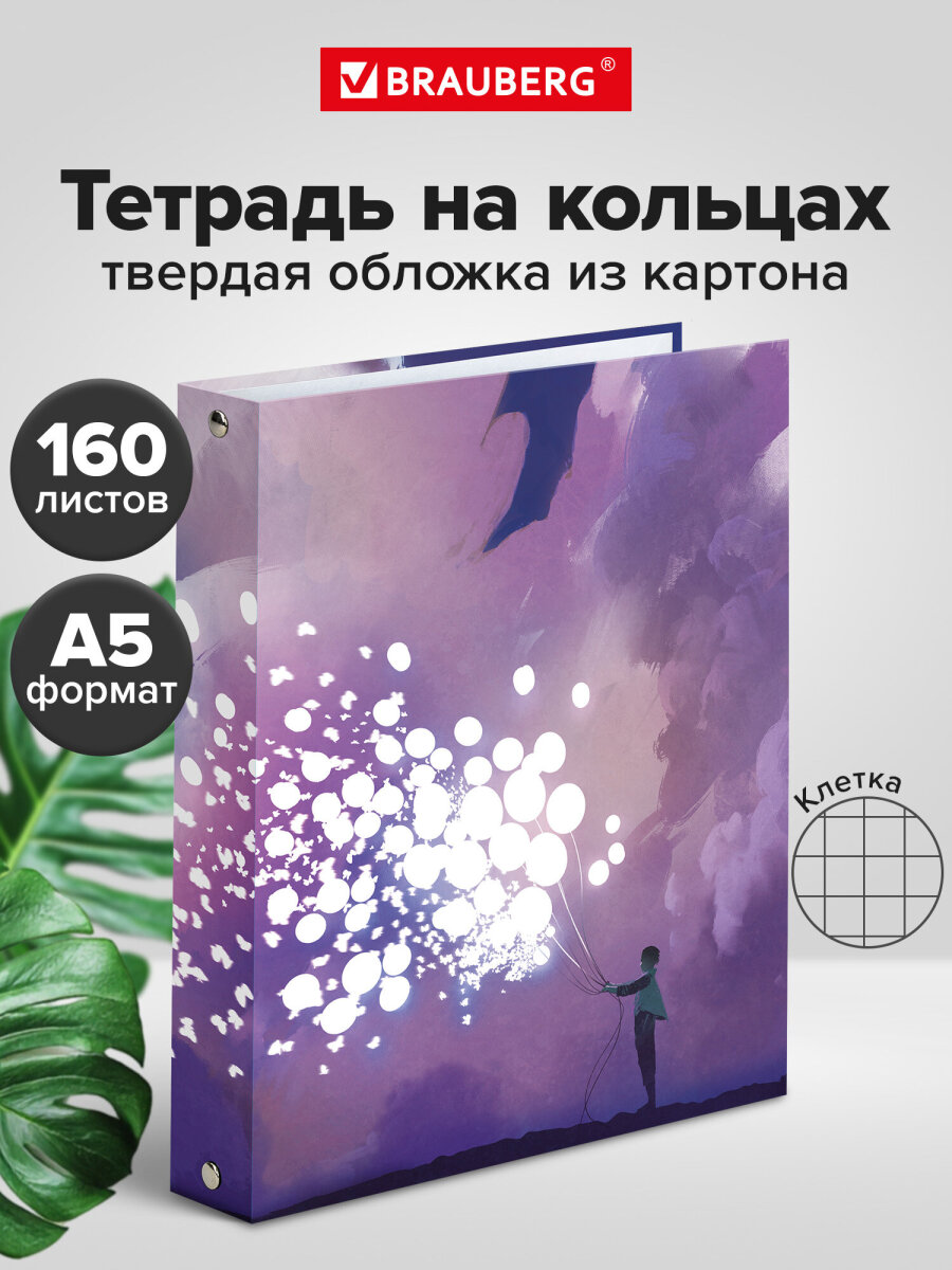 Тетрадь со сменным блоком Brauberg клетка 160 лист. - фото 1