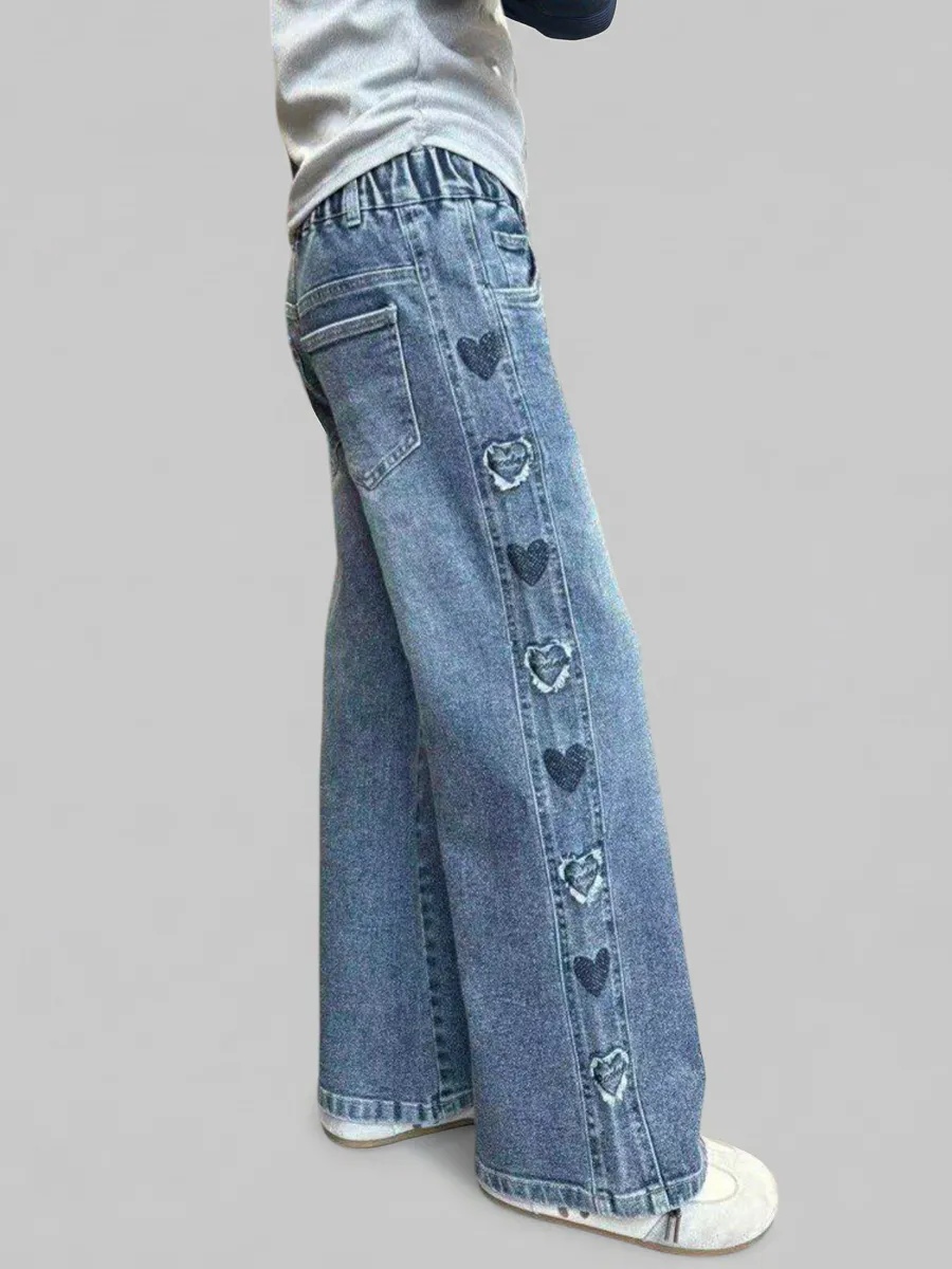 Джинсы iUkoworld Джинсы для девочки на резинке широкие - фото 1